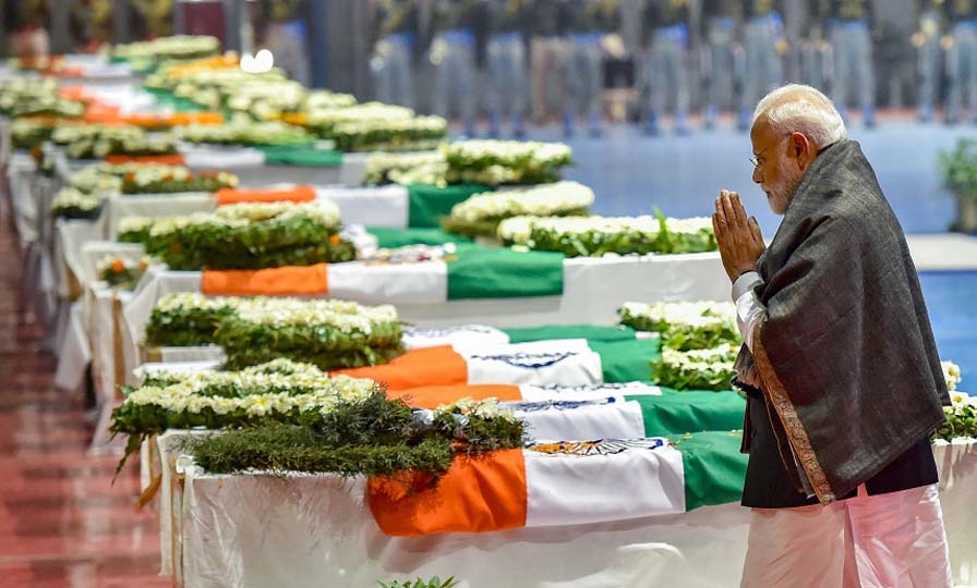 Modi paying last respects to CRPF Jawans